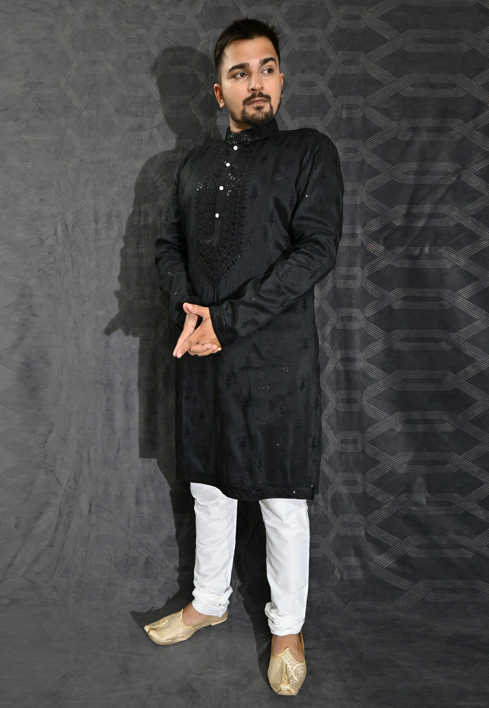 Black Silk Kurta Pajama 275974