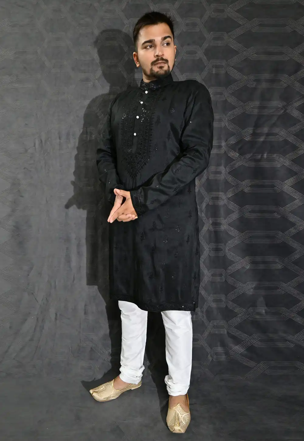 Black Silk Kurta Pajama 275974