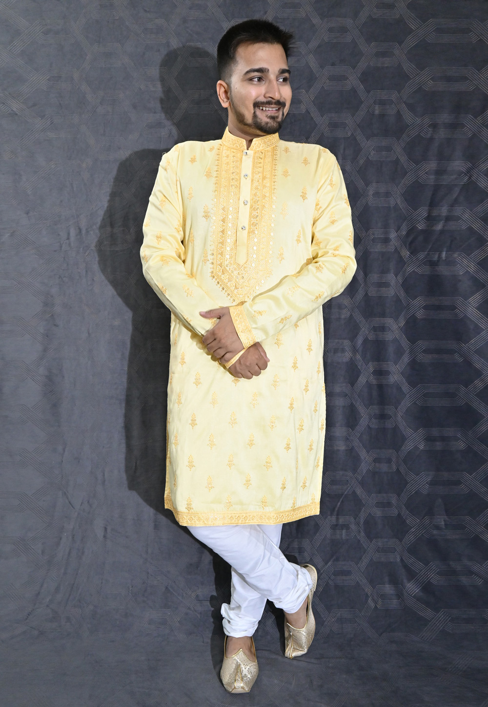 Yellow Silk Kurta Pajama 275977