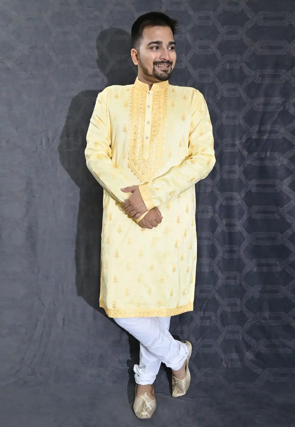 Yellow Silk Kurta Pajama 275977