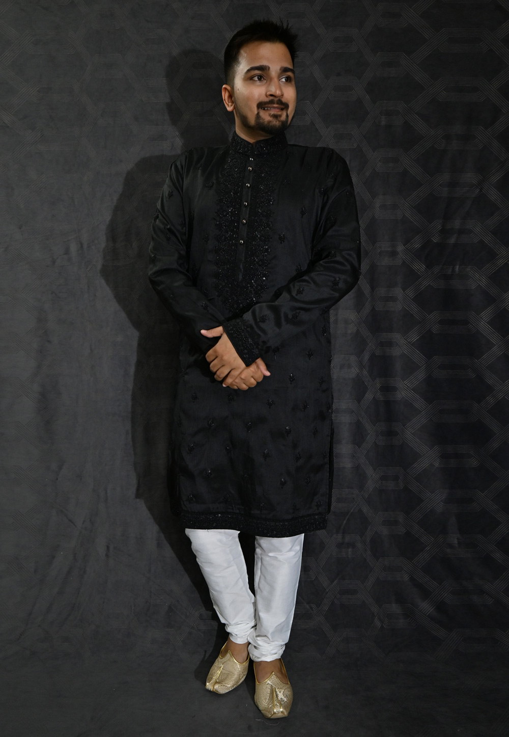 Black Silk Kurta Pajama 275978