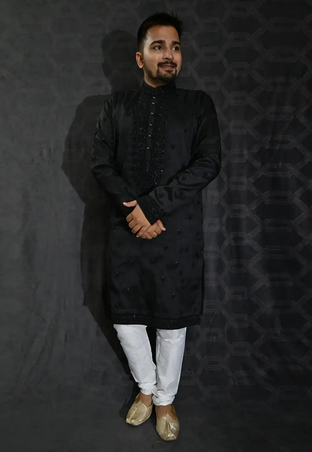 Black Silk Kurta Pajama 275978