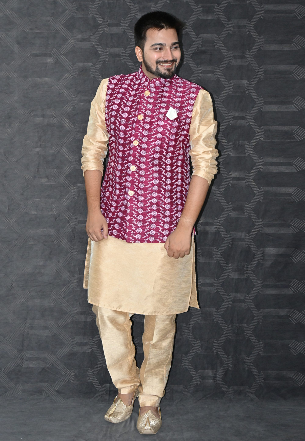 Beige Silk Kurta Pajama With Jacket 277502