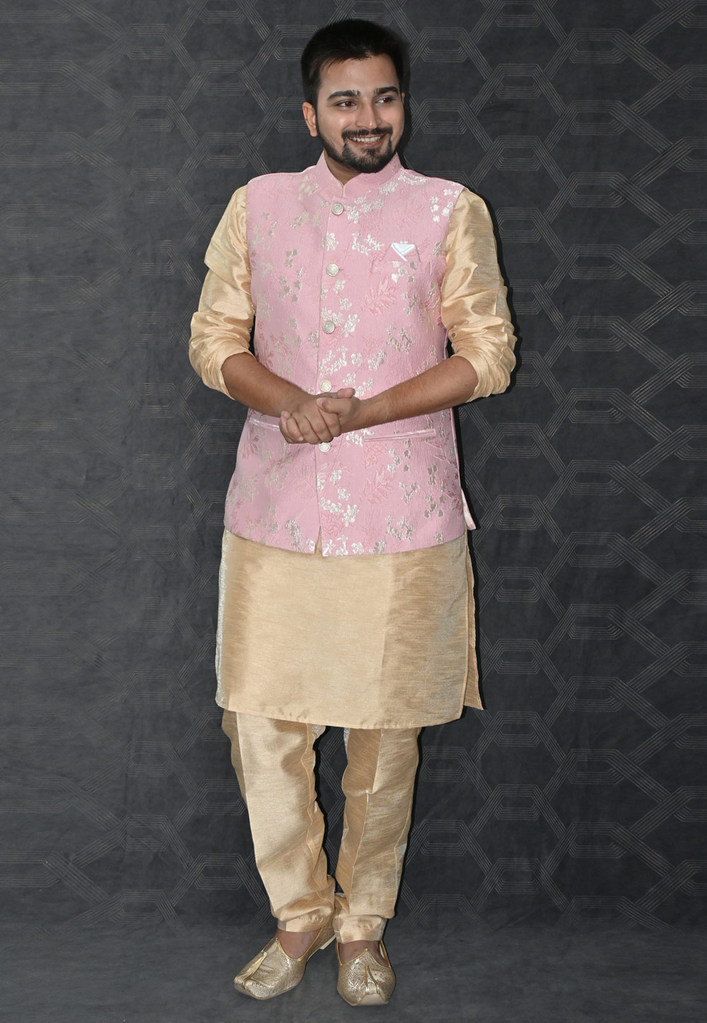 Beige Silk Kurta Pajama With Jacket 277503