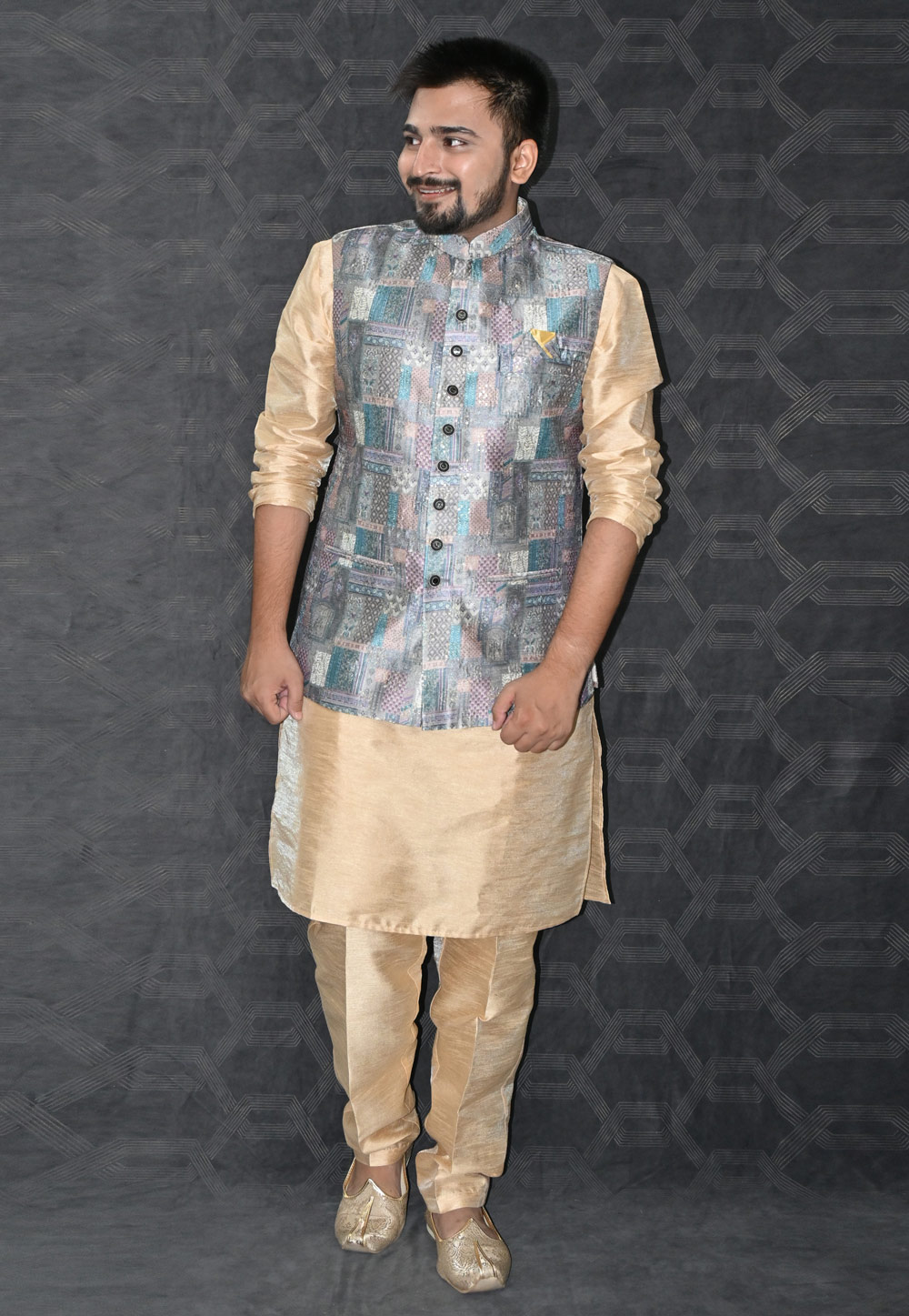 Beige Silk Kurta Pajama With Jacket 277504