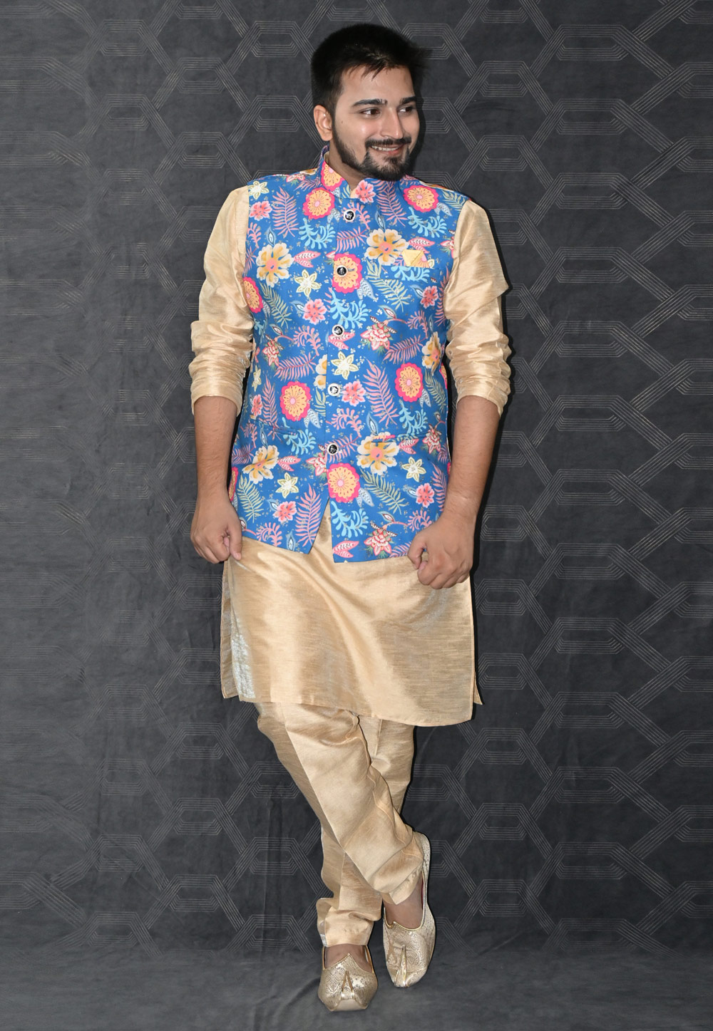 Beige Silk Kurta Pajama With Jacket 277506