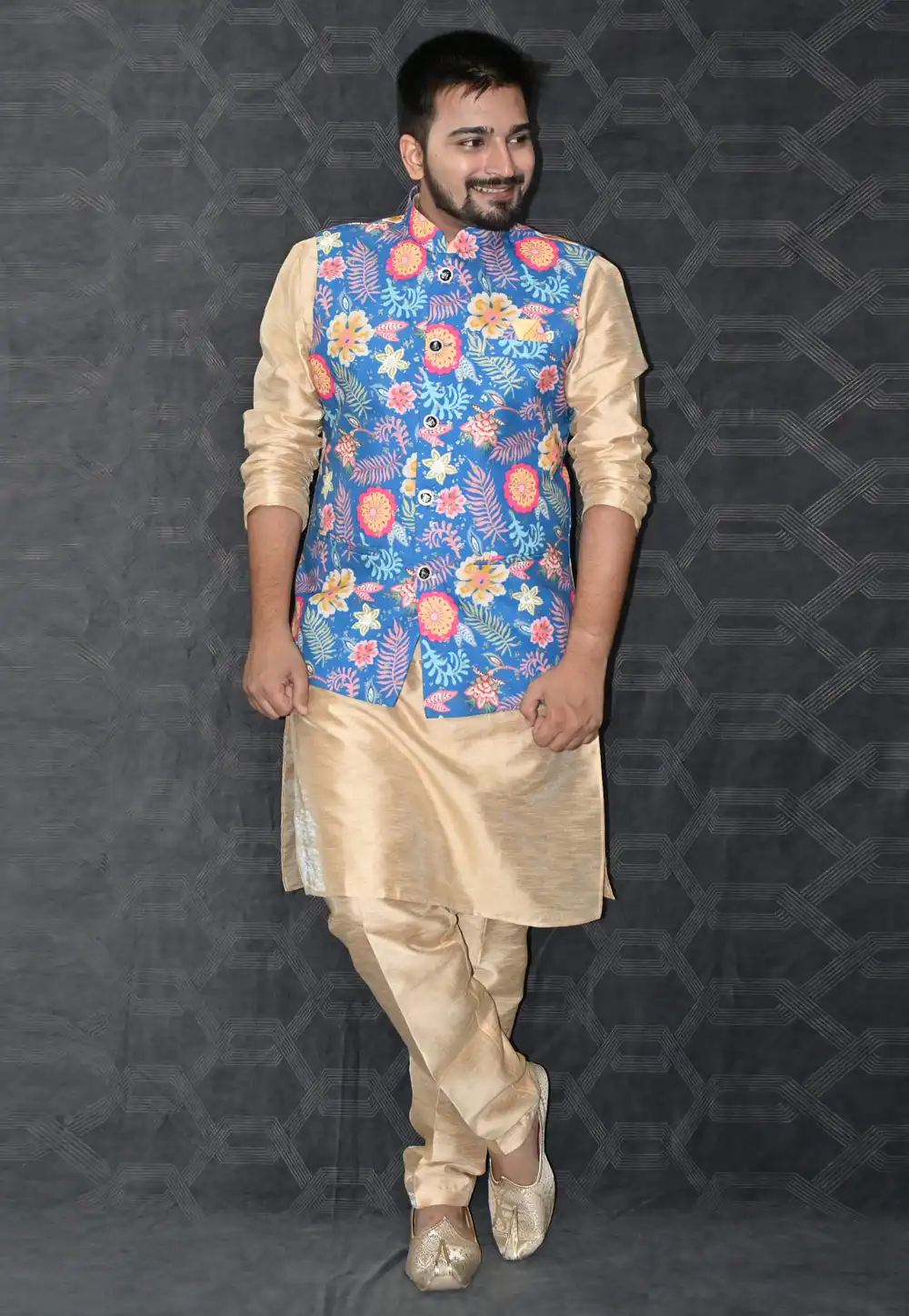 Beige Silk Kurta Pajama With Jacket 277506