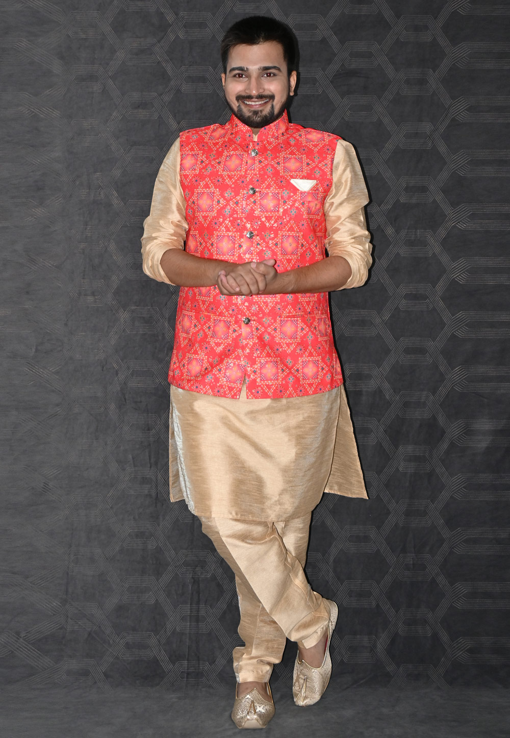 Beige Silk Kurta Pajama With Jacket 277509