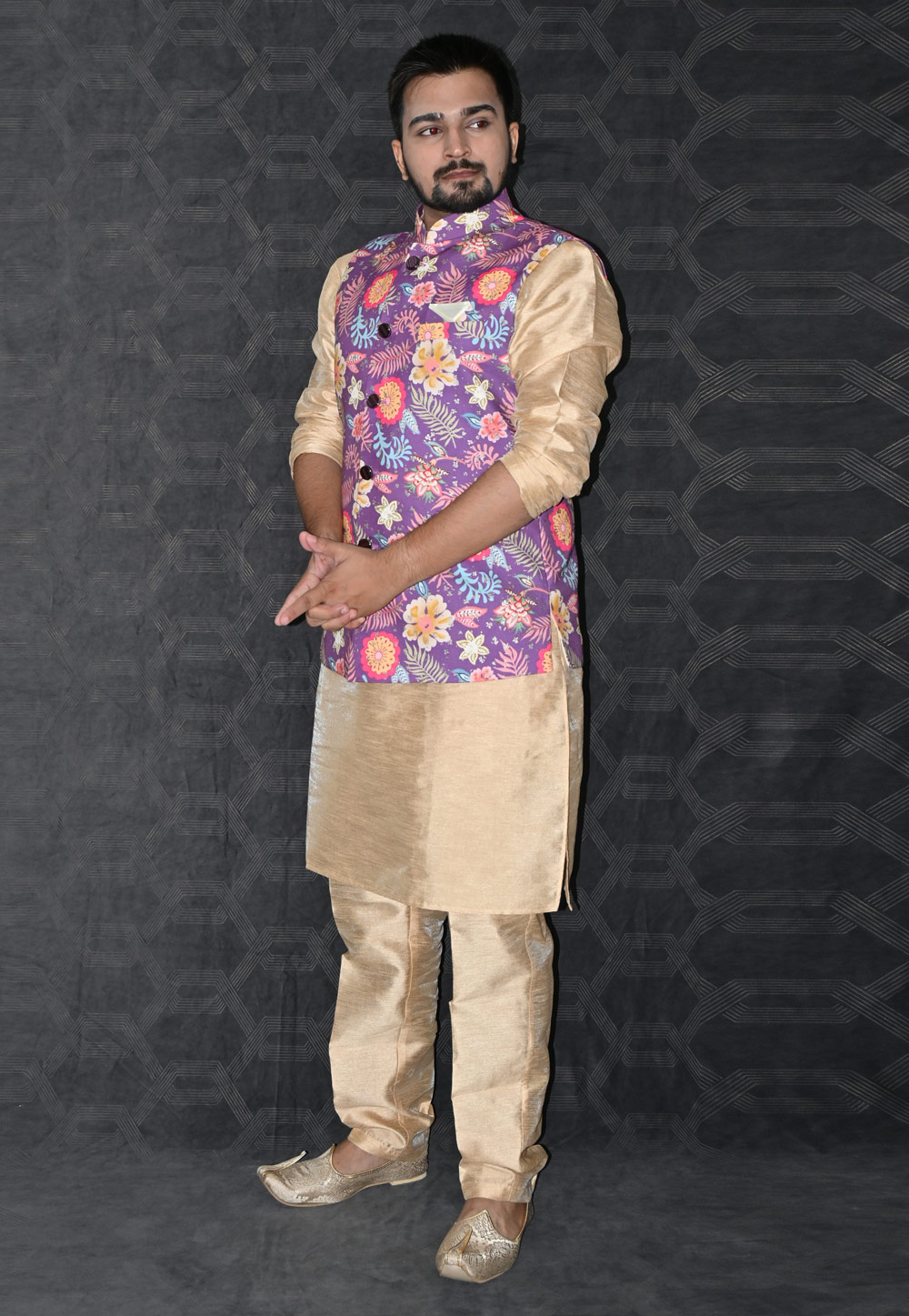 Beige Silk Kurta Pajama With Jacket 277511