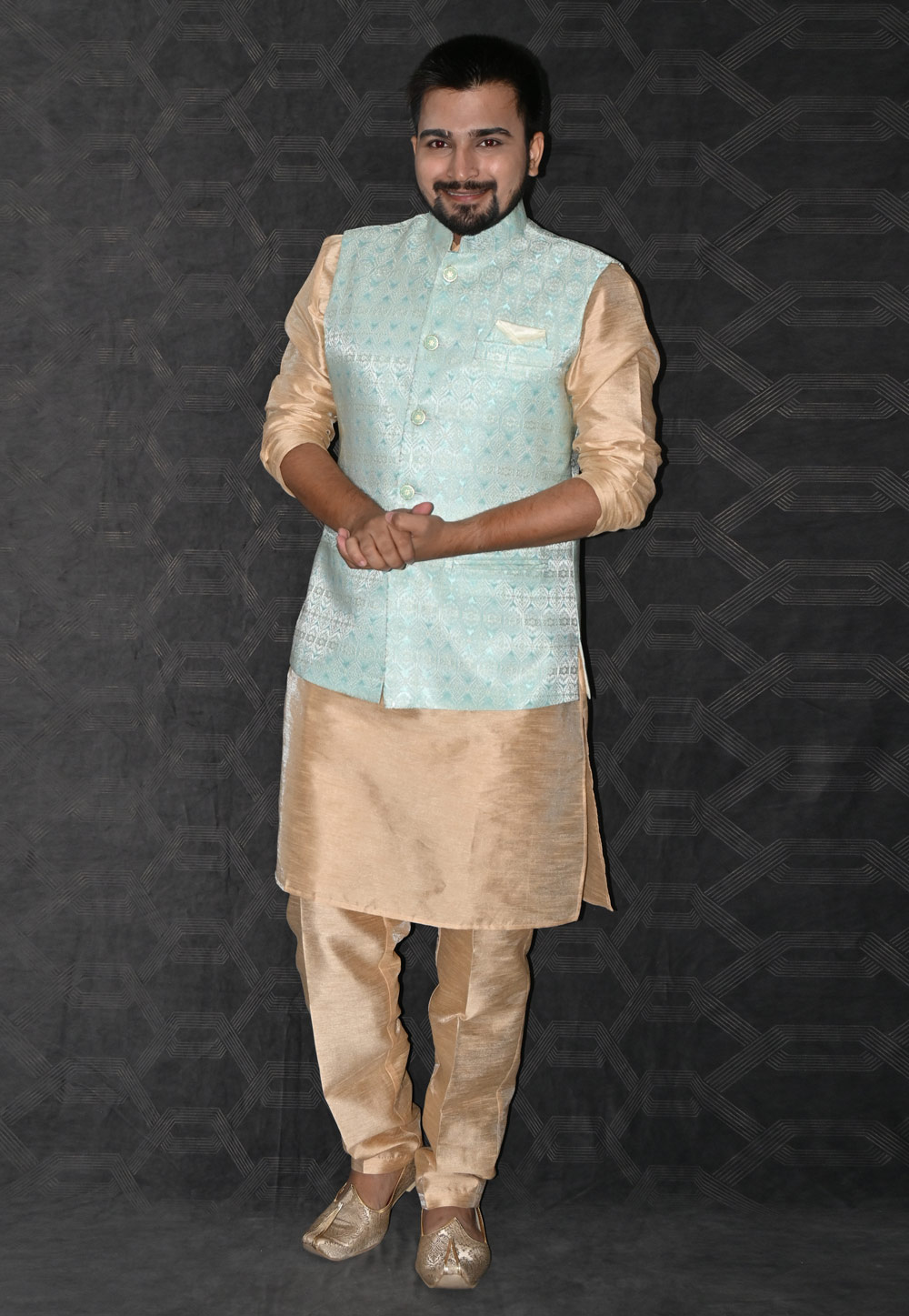 Beige Silk Kurta Pajama With Jacket 277514