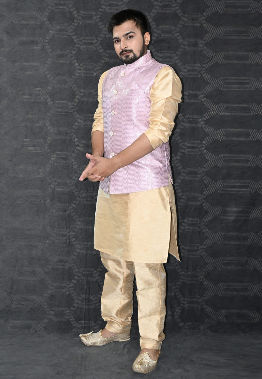 Beige Silk Kurta Pajama With Jacket 277518