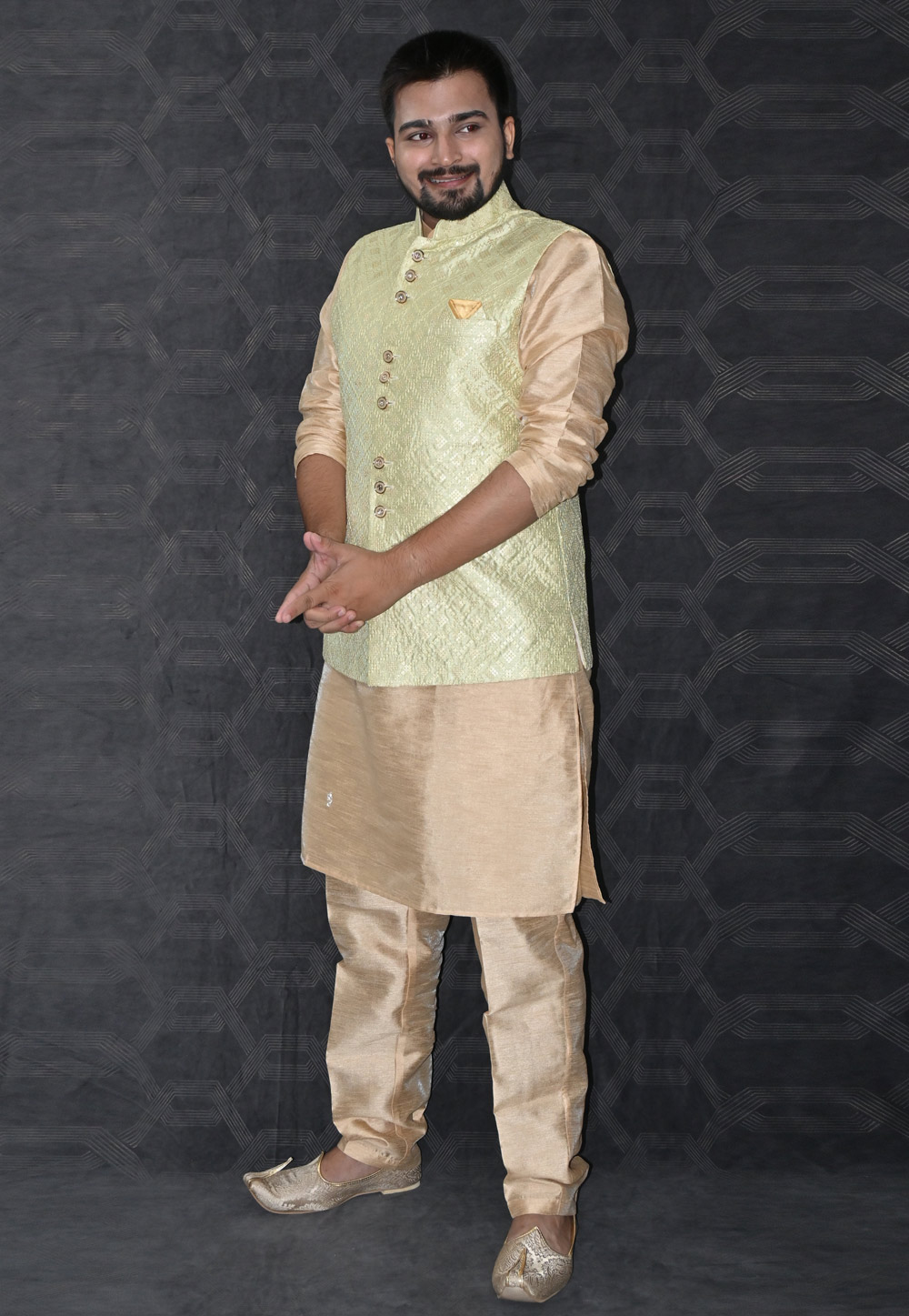 Beige Silk Kurta Pajama With Jacket 277519