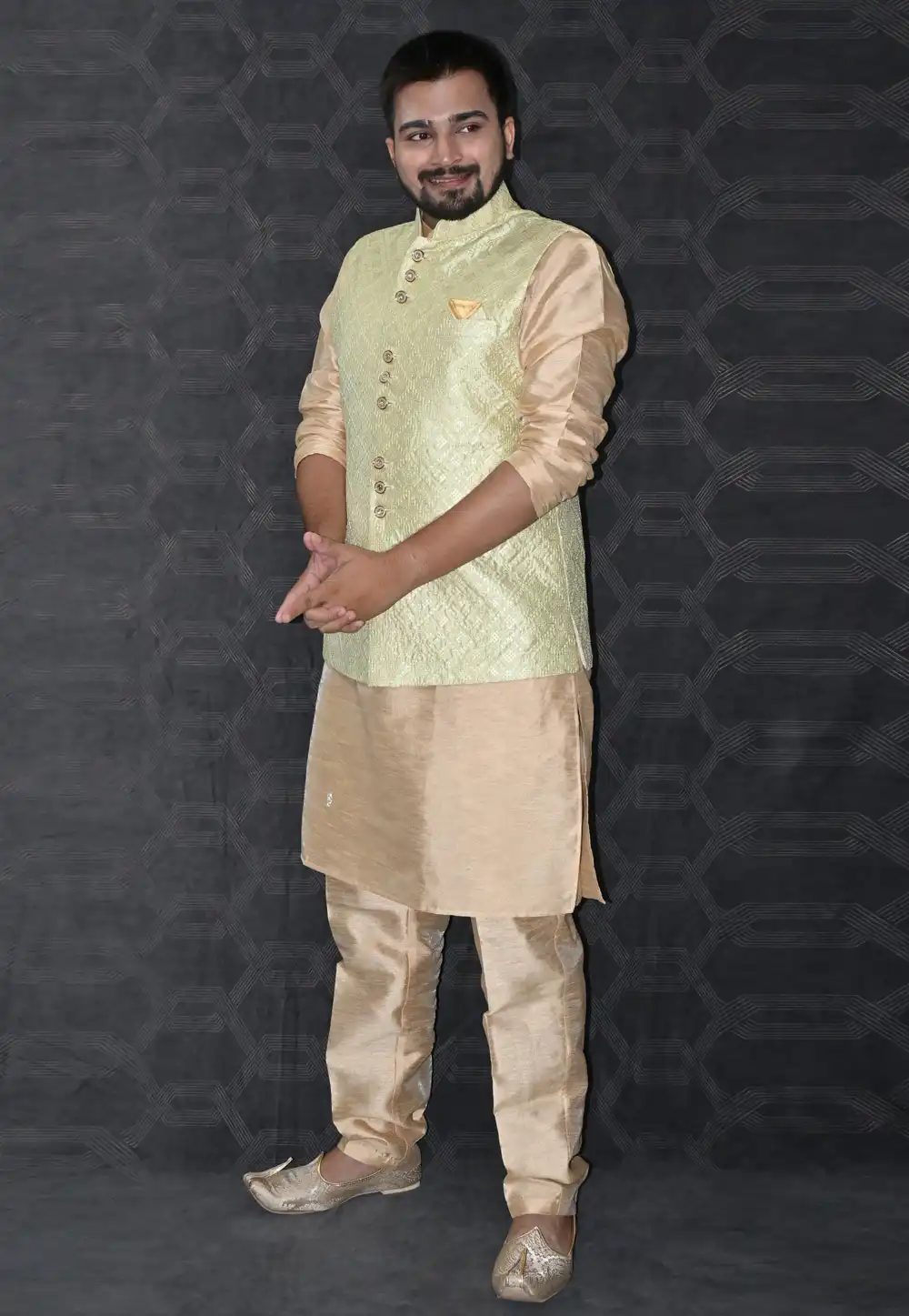 Beige Silk Kurta Pajama With Jacket 277519