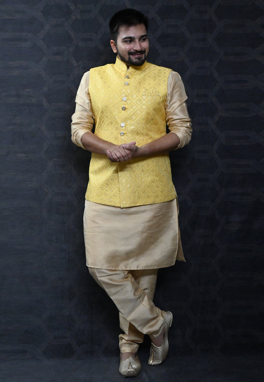 Beige Silk Kurta Pajama With Jacket 277520