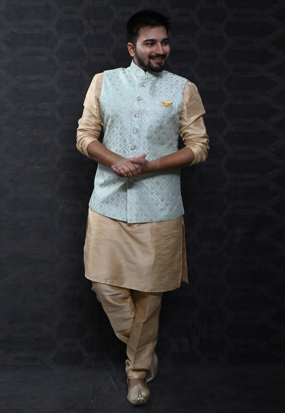 Beige Silk Kurta Pajama With Jacket 277521