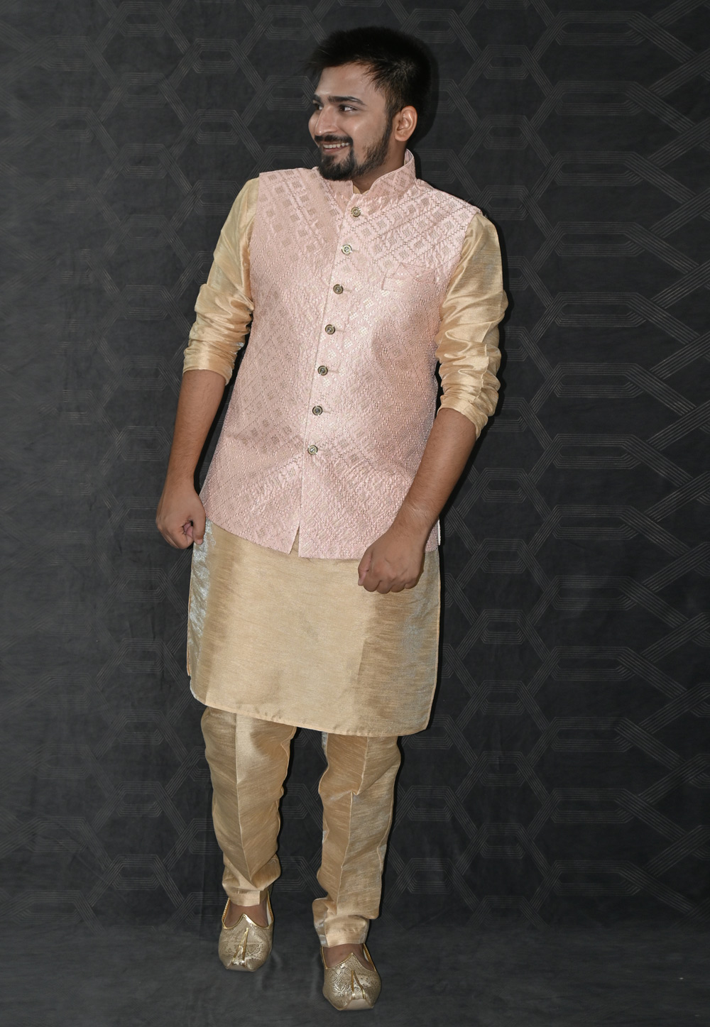 Beige Silk Kurta Pajama With Jacket 277523