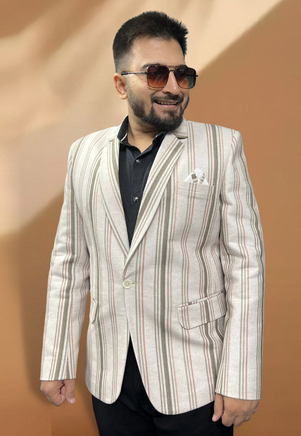 Cream Jacquard Readymade Blazer 270015