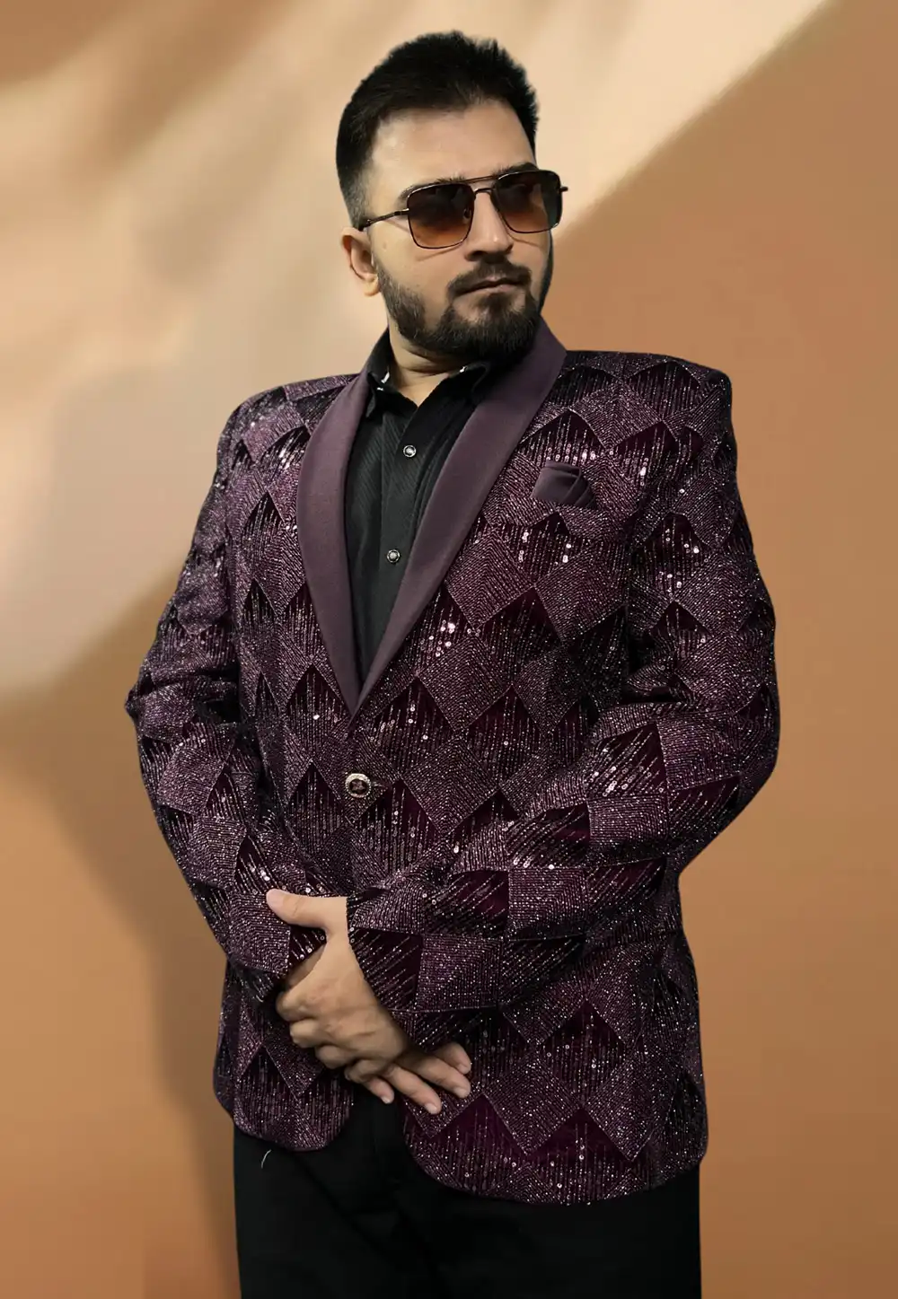 Wine Velvet Readymade Blazer 270021