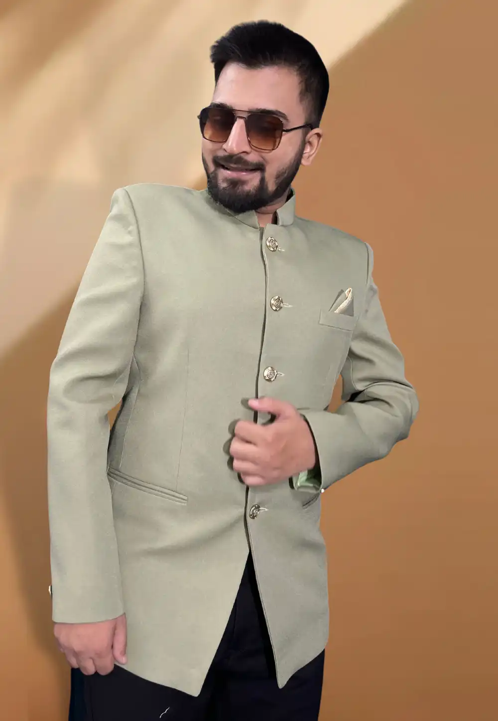 Olive Green Silk Readymade Blazer 270022