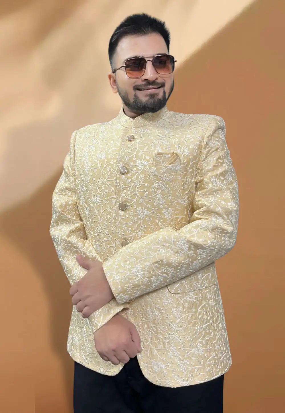 Beige Silk Readymade Blazer 270026