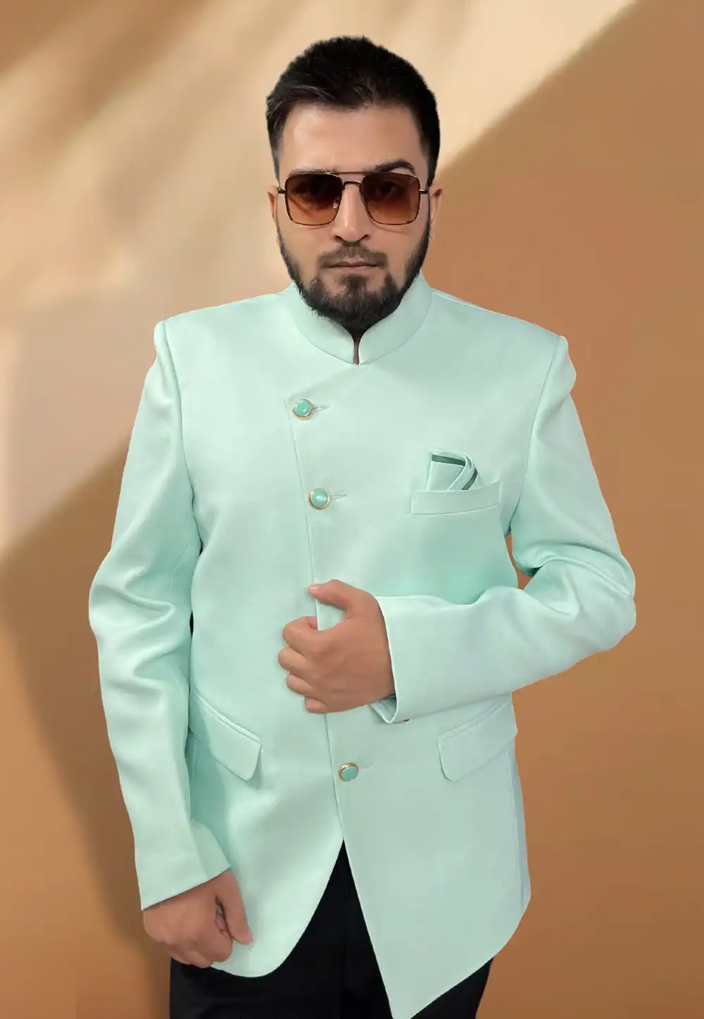 Sky Blue Silk Readymade Blazer 270035