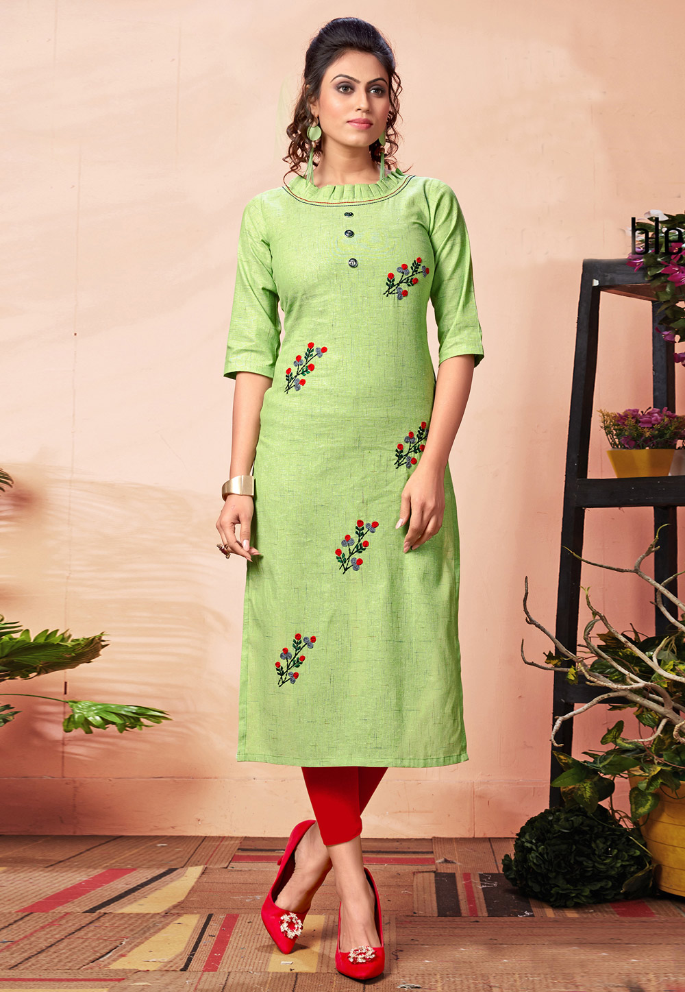 Green Cotton Readymade Tunic 190832