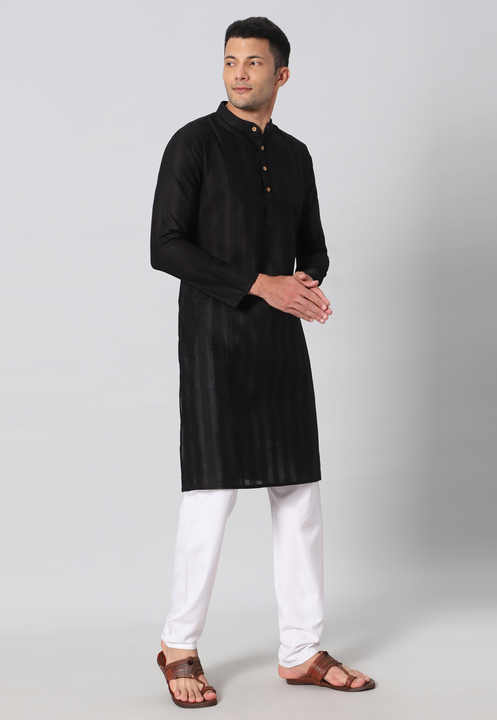 Black Cotton Kurta Pajama 271499