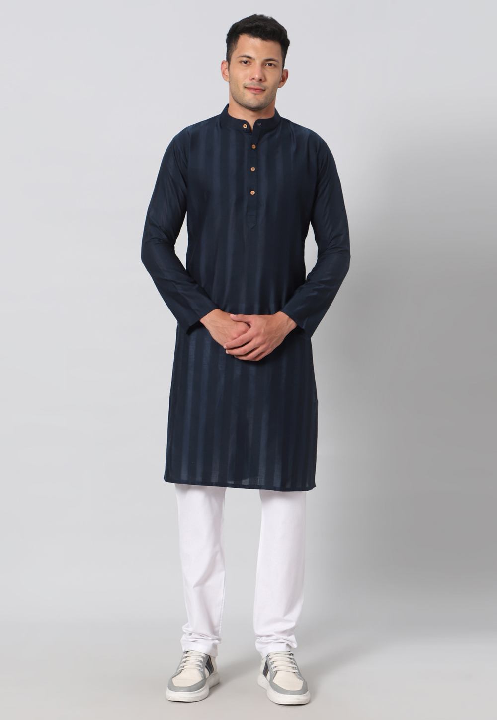 Navy Blue Cotton Kurta Pajama 271501