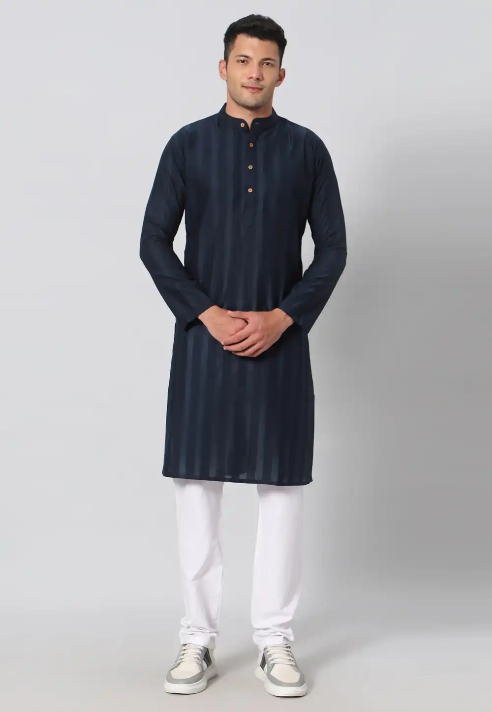 Navy Blue Cotton Kurta Pajama 271501
