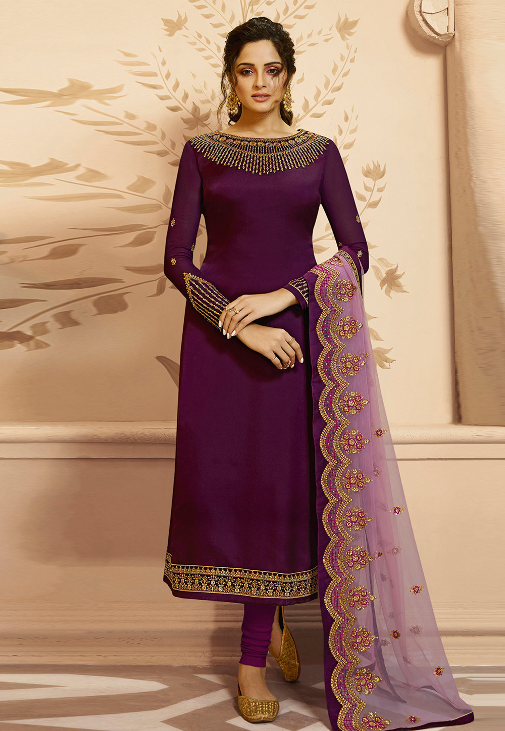 Violet Georgette Churidar Suit 189646