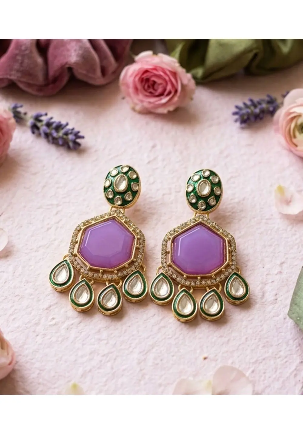 Lavender Alloy Earrings 331637