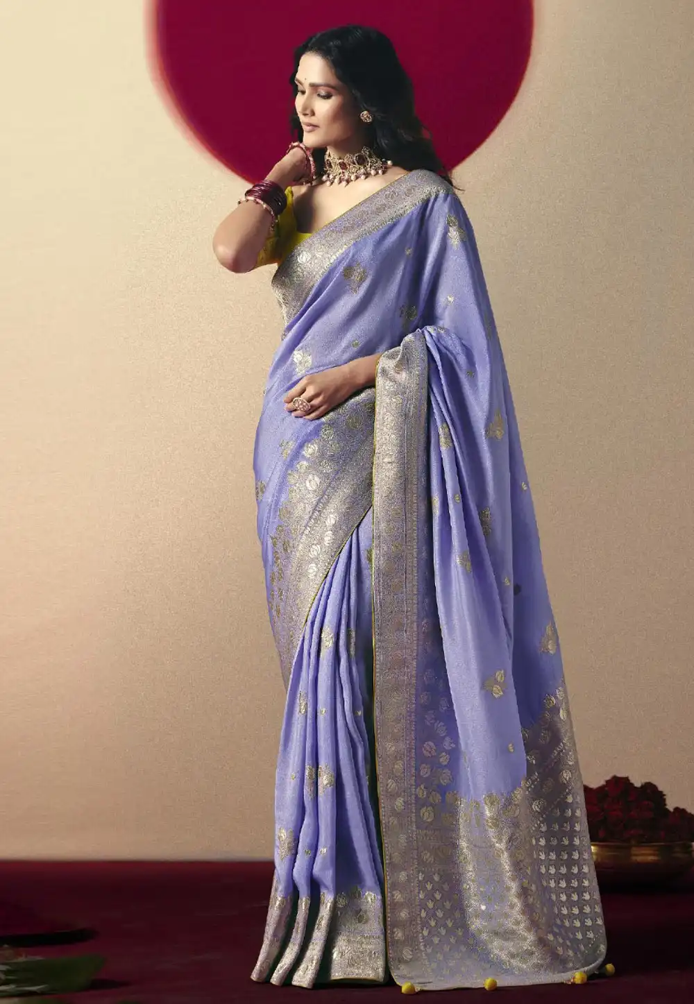 Lavender Bemberg Saree With Blouse 316595