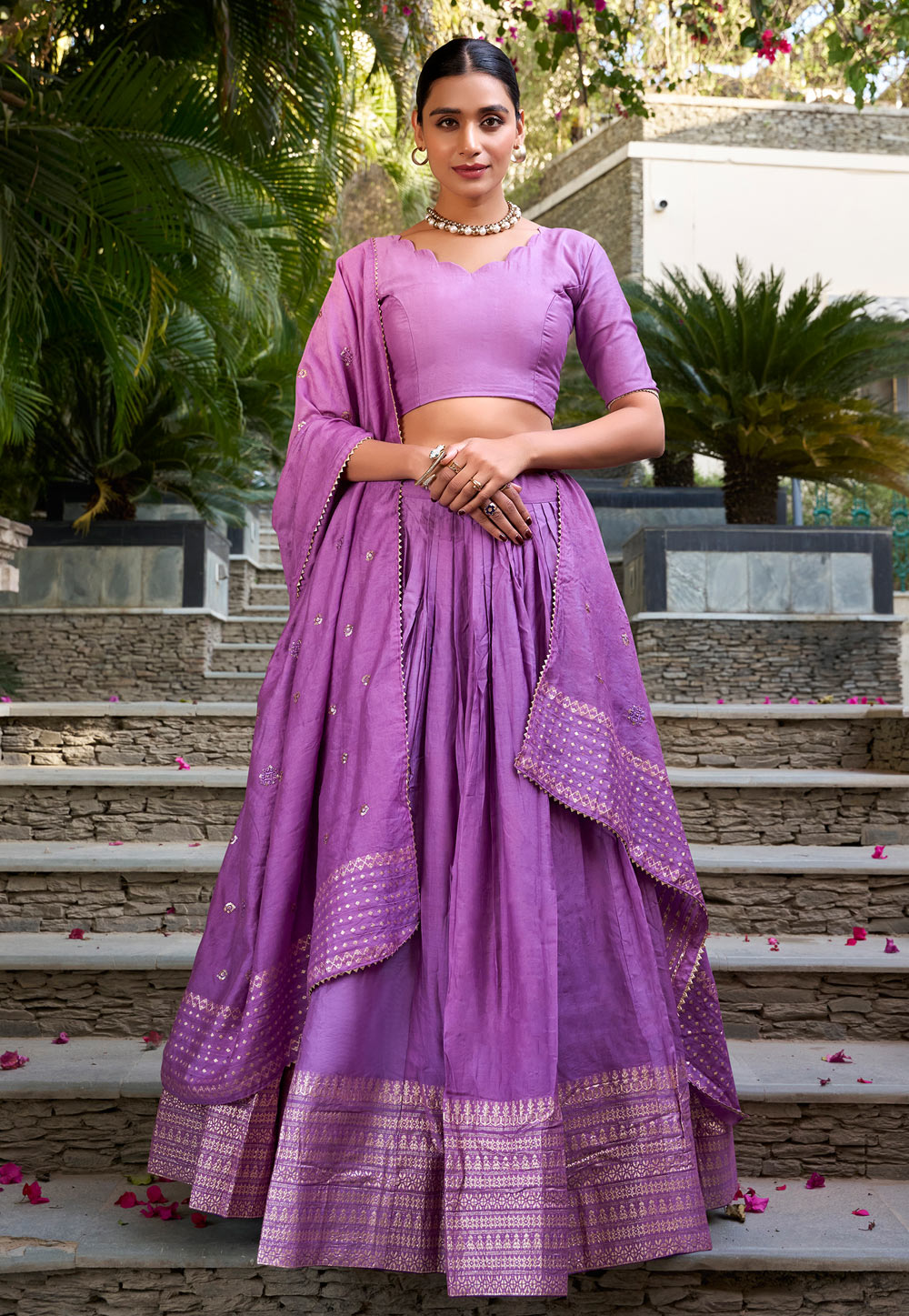 Lavender Chanderi Circular Lehenga Choli 307855
