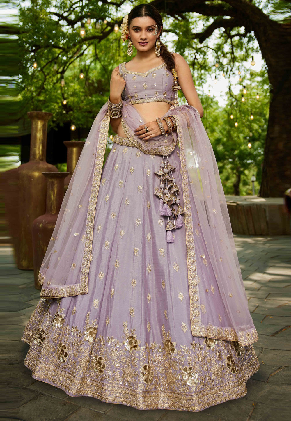 Lavender Chiffon Circular Lehenga Choli 311151