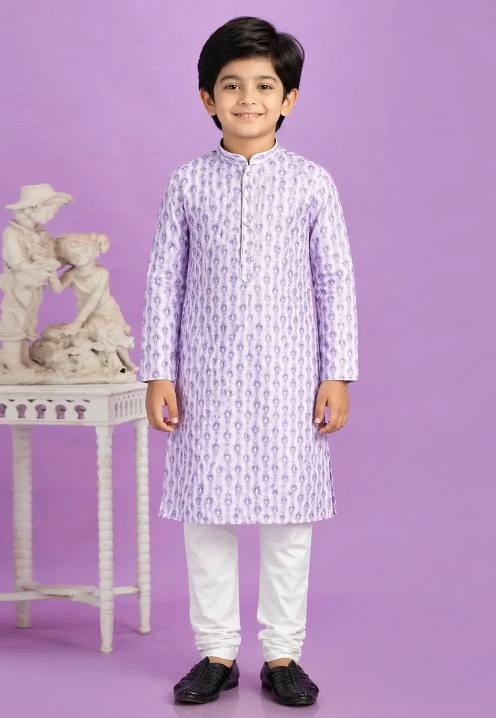 Lavender Cotton Boys Kurta Pajama 335762