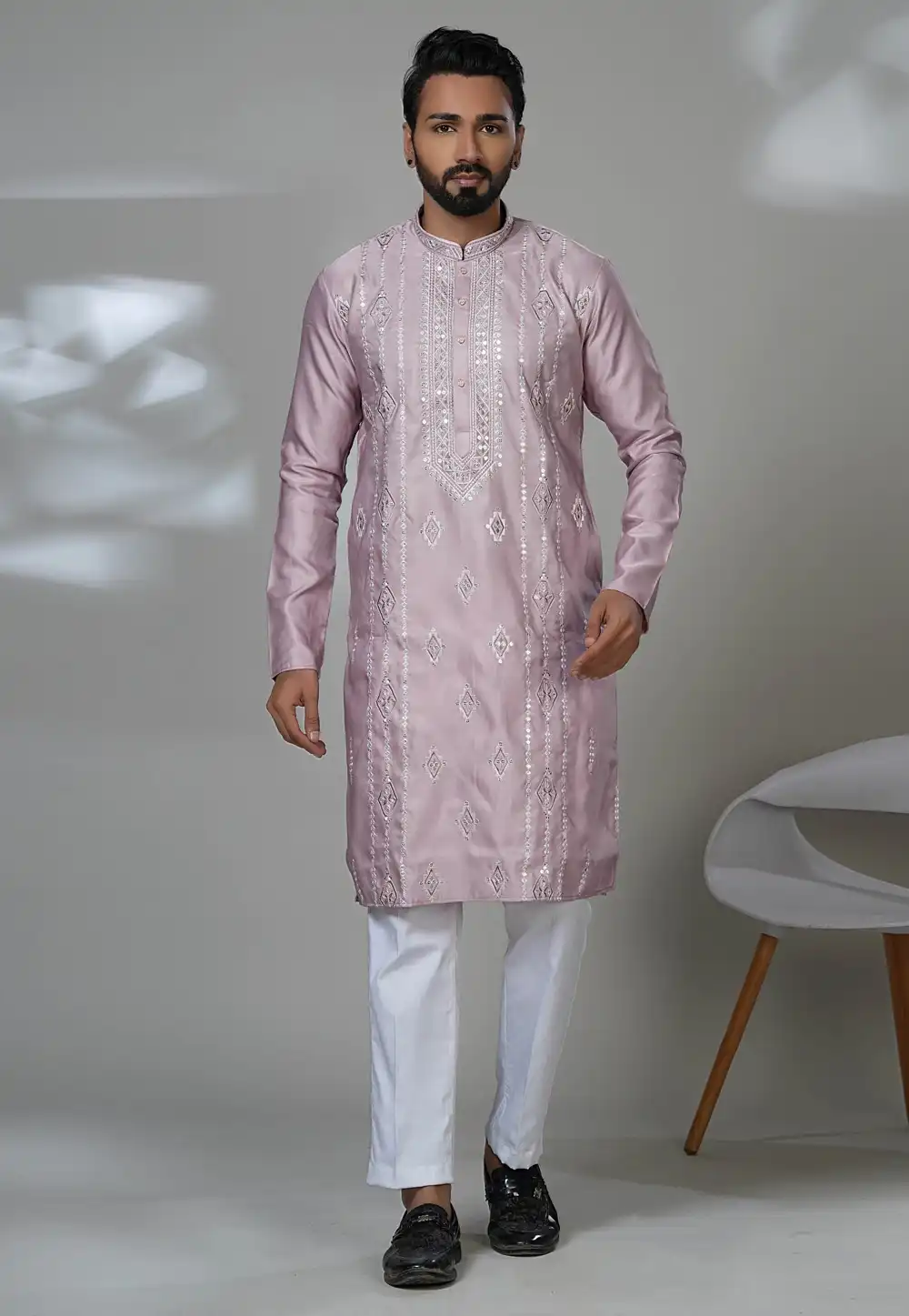 Lavender Cotton Kurta Pajama 315525