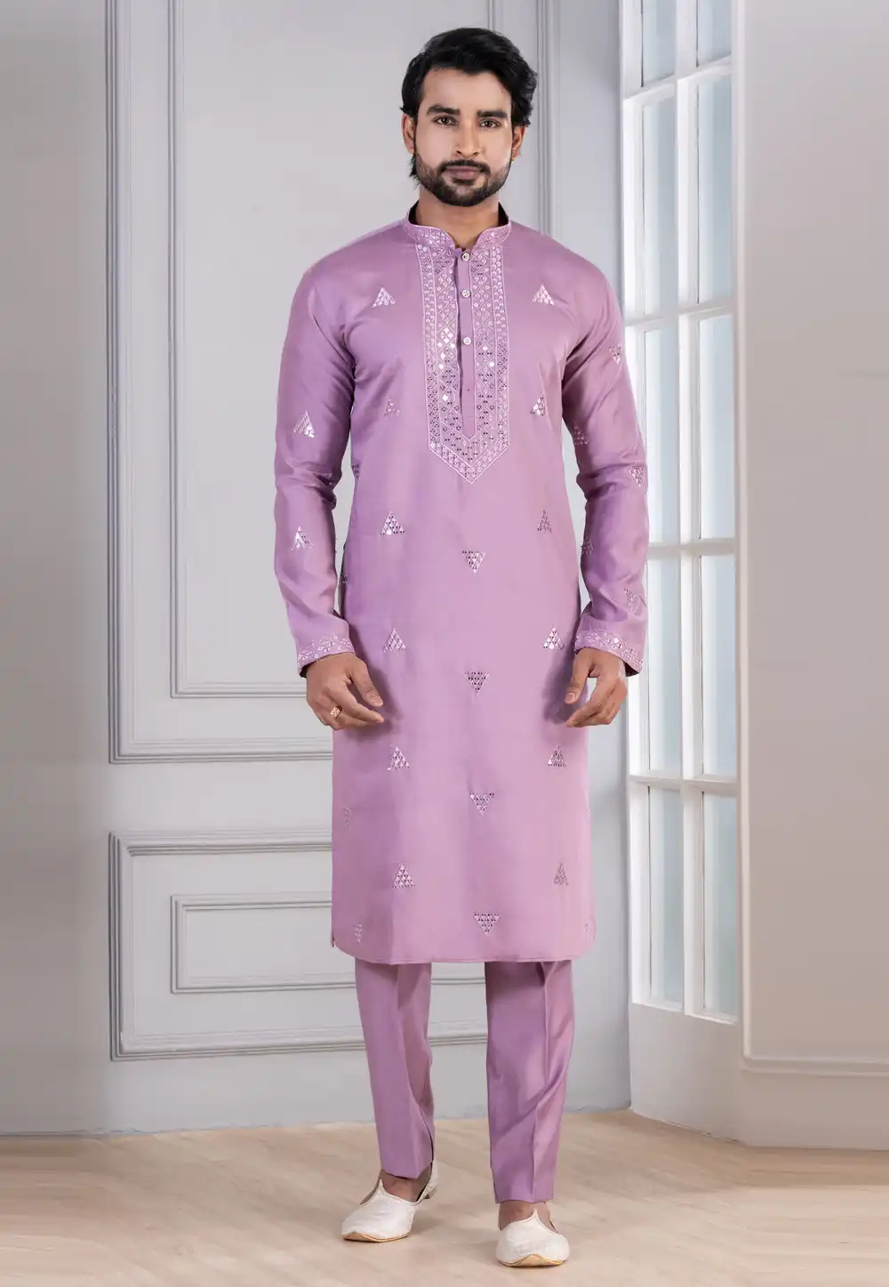 Lavender Cotton Kurta Pajama 314624