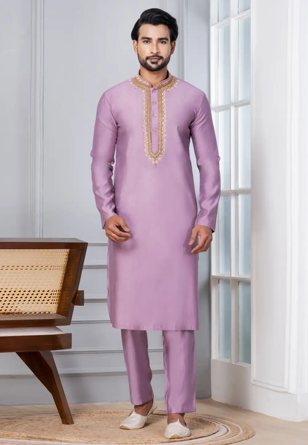 Lavender Cotton Kurta Pajama 315758