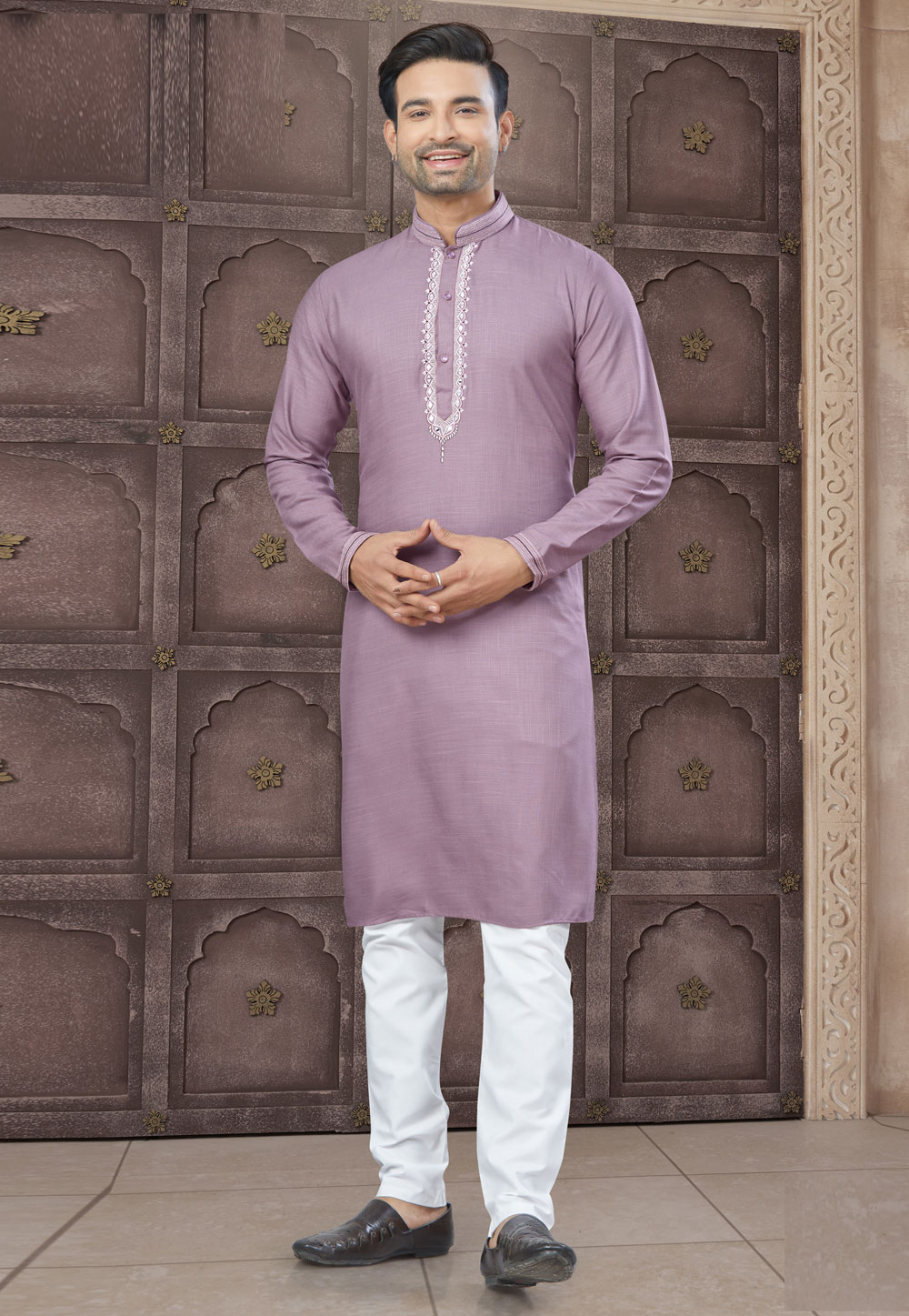 Lavender Cotton Kurta Pajama 307389