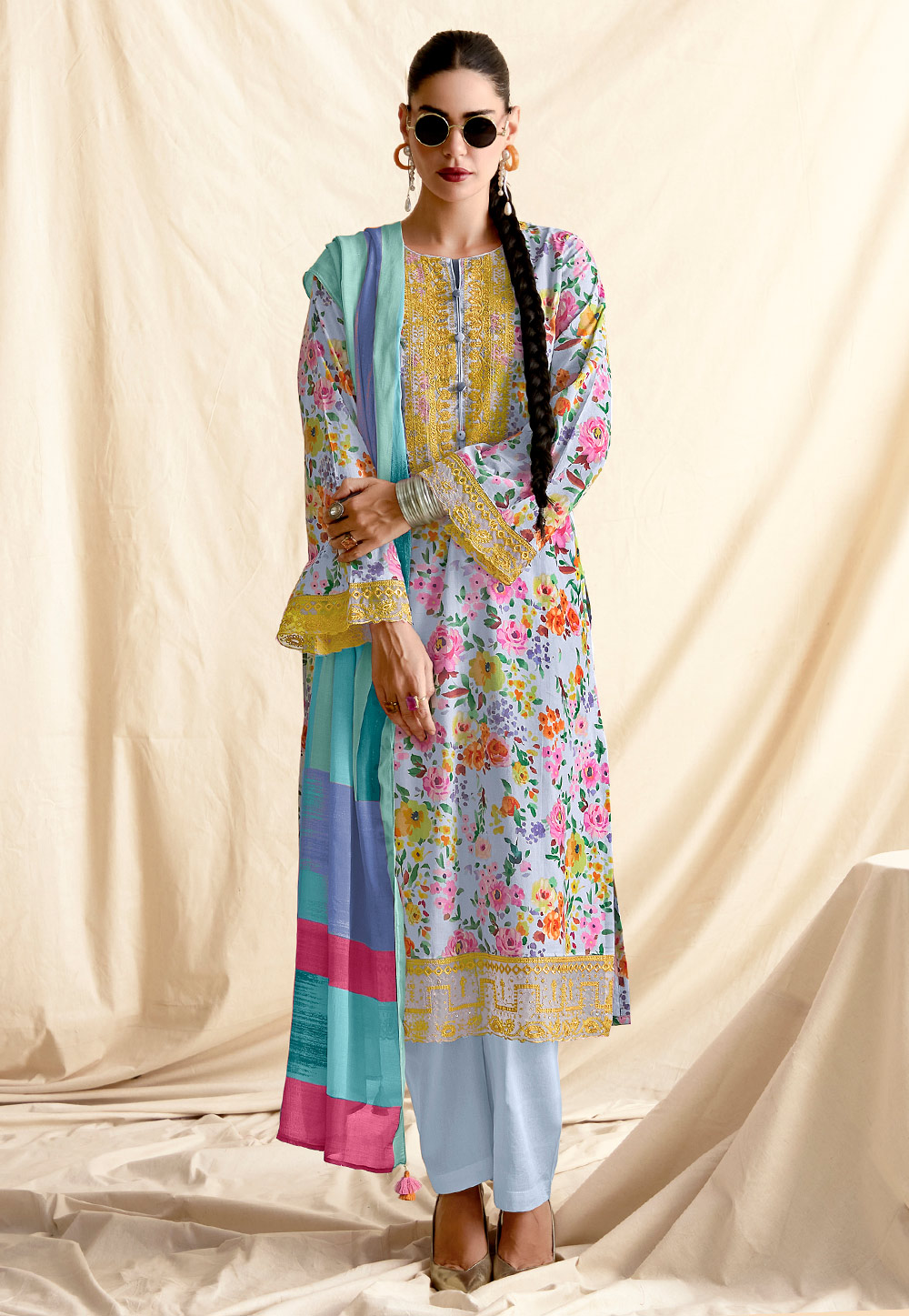 Lavender Cotton Pakistani Suit 309046