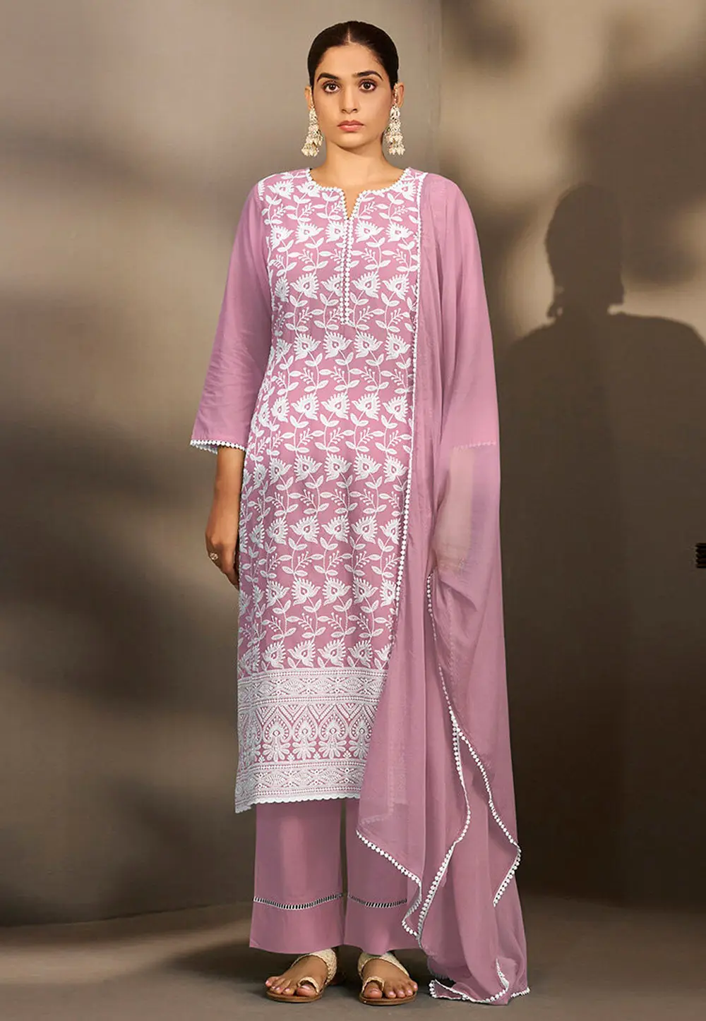 Lavender Cotton Readymade Pakistani Suit 334198