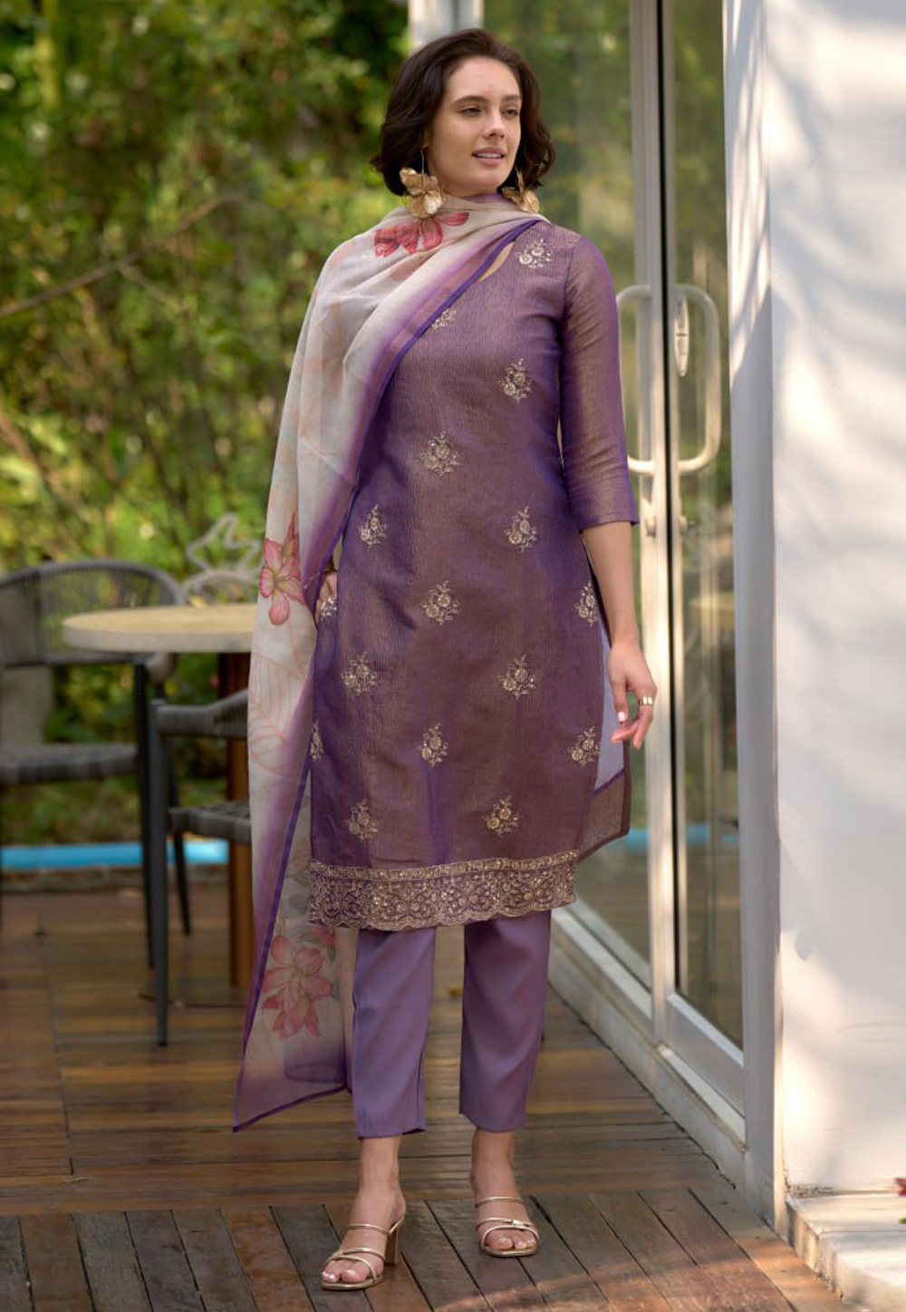 Lavender Cotton Readymade Pakistani Suit 312029