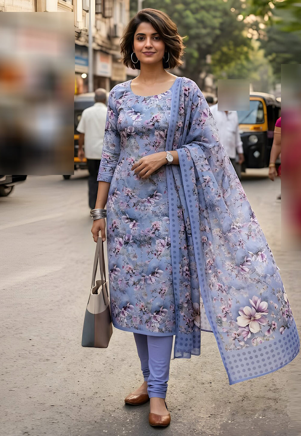 Lavender Crepe Churidar Suit 328360