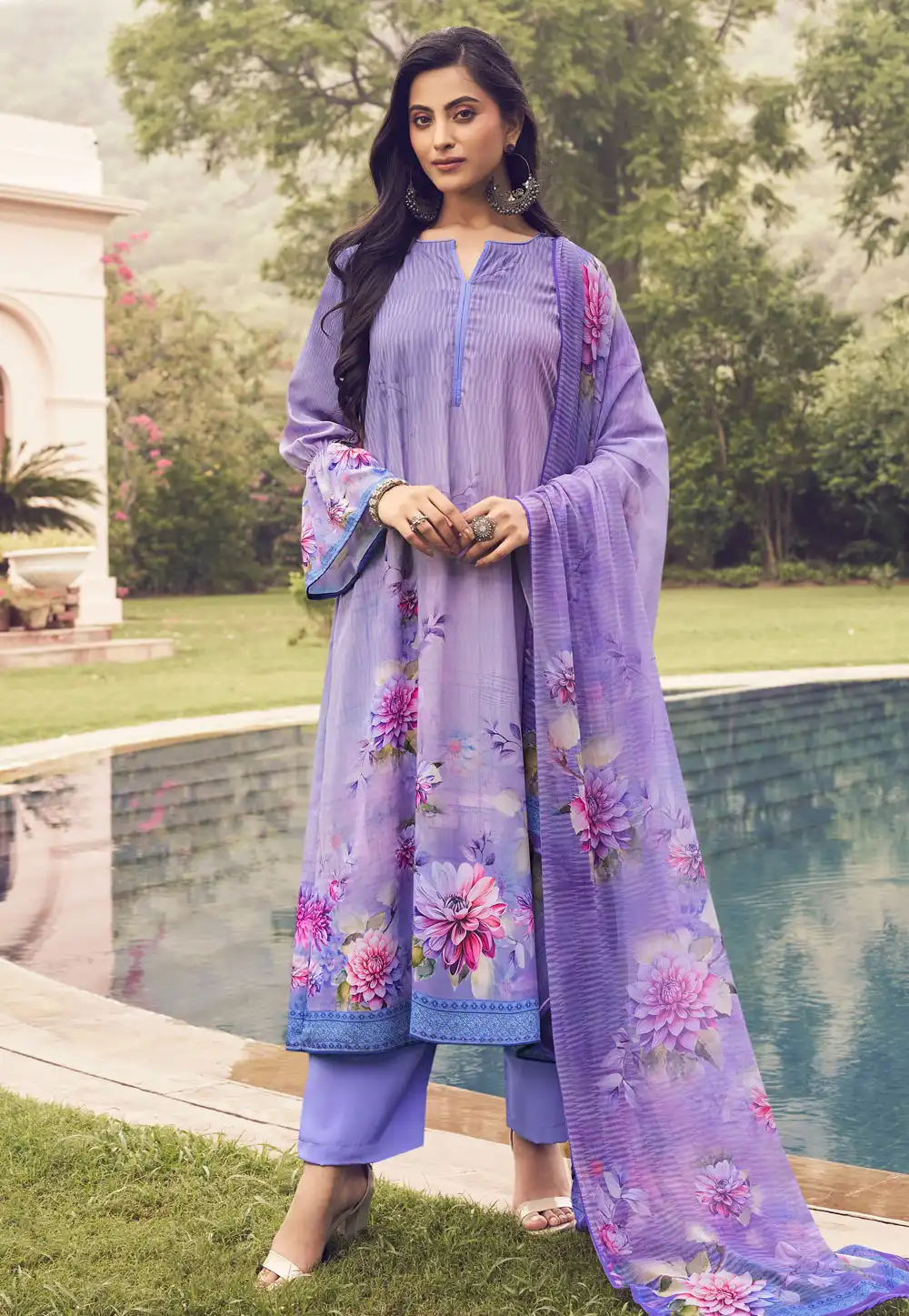 Lavender Crepe Pant Style Suit 315434