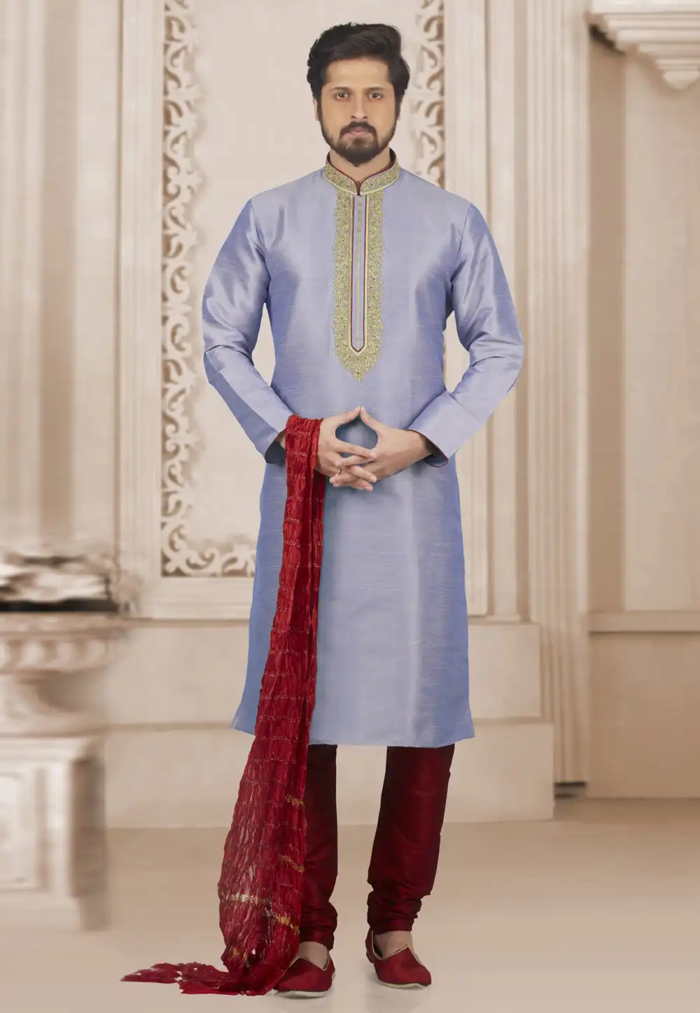 Lavender Dupion Silk Kurta Pajama 309961