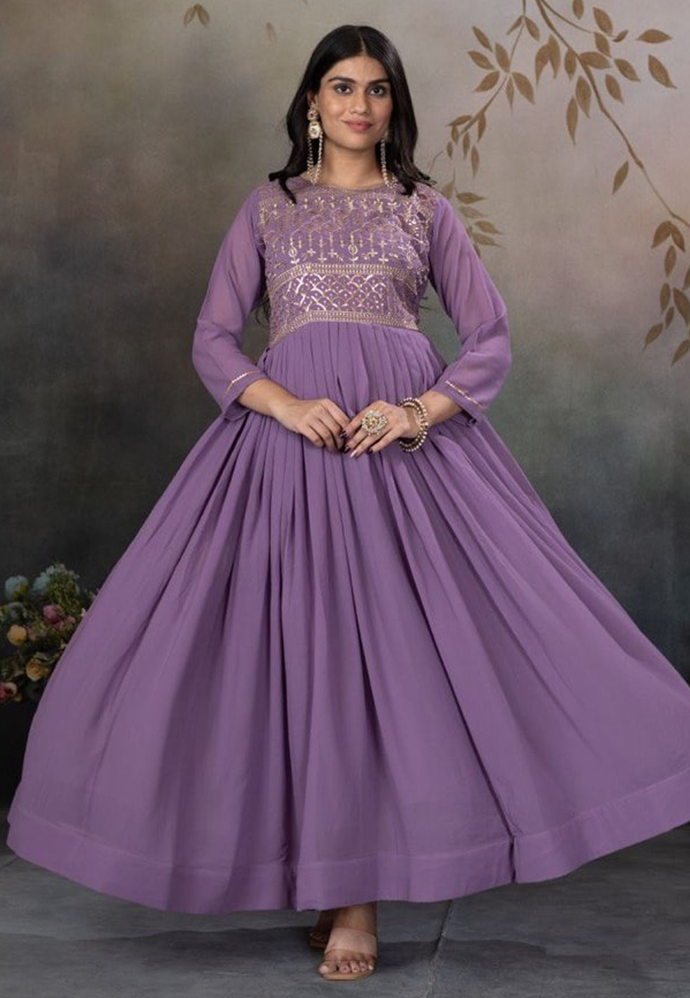 Lavender Faux Georgette Gown 310762