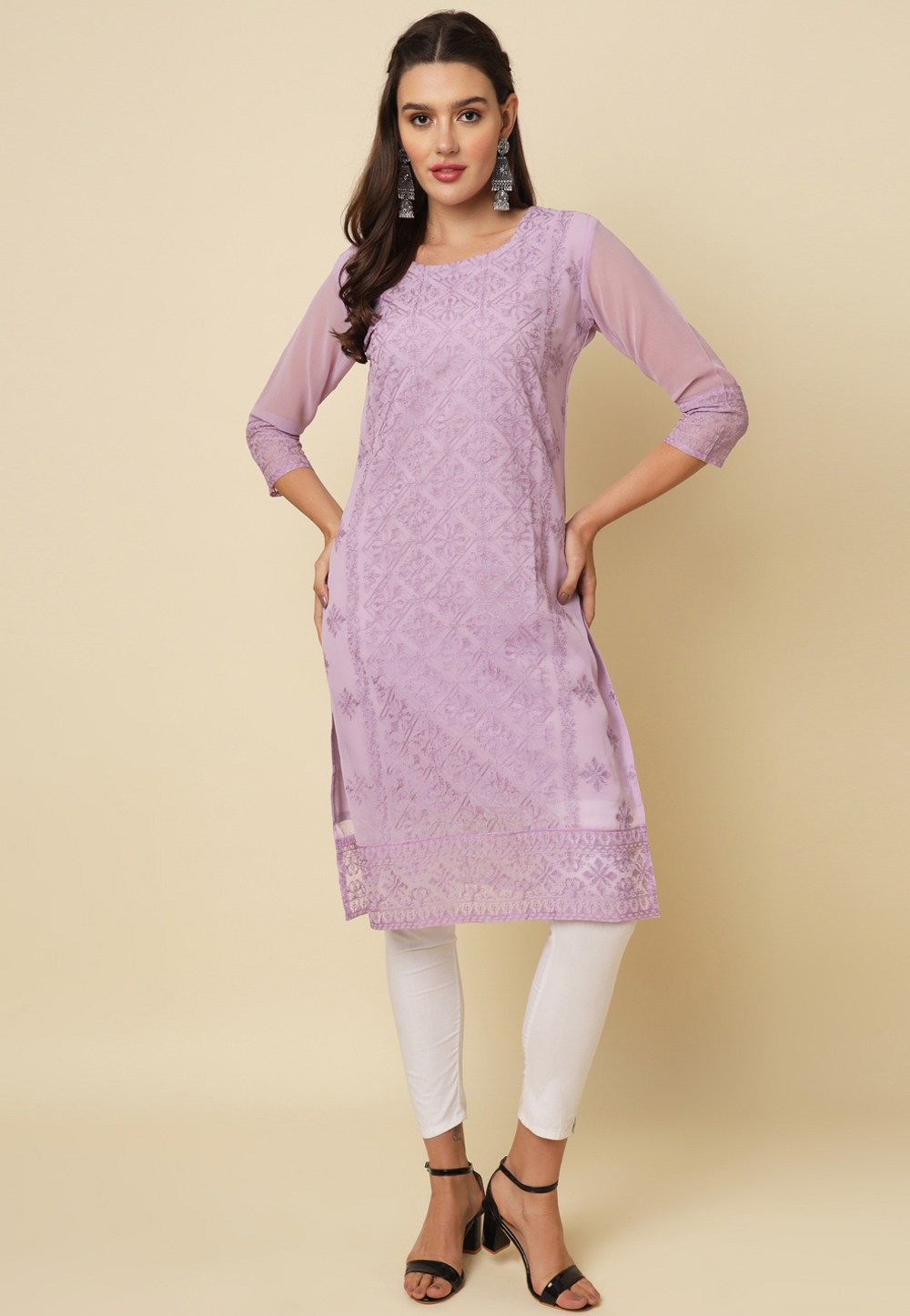 Lavender Georgette Long Tunic 282083