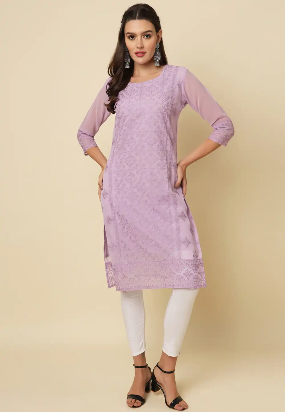 Lavender Georgette Long Tunic 282083