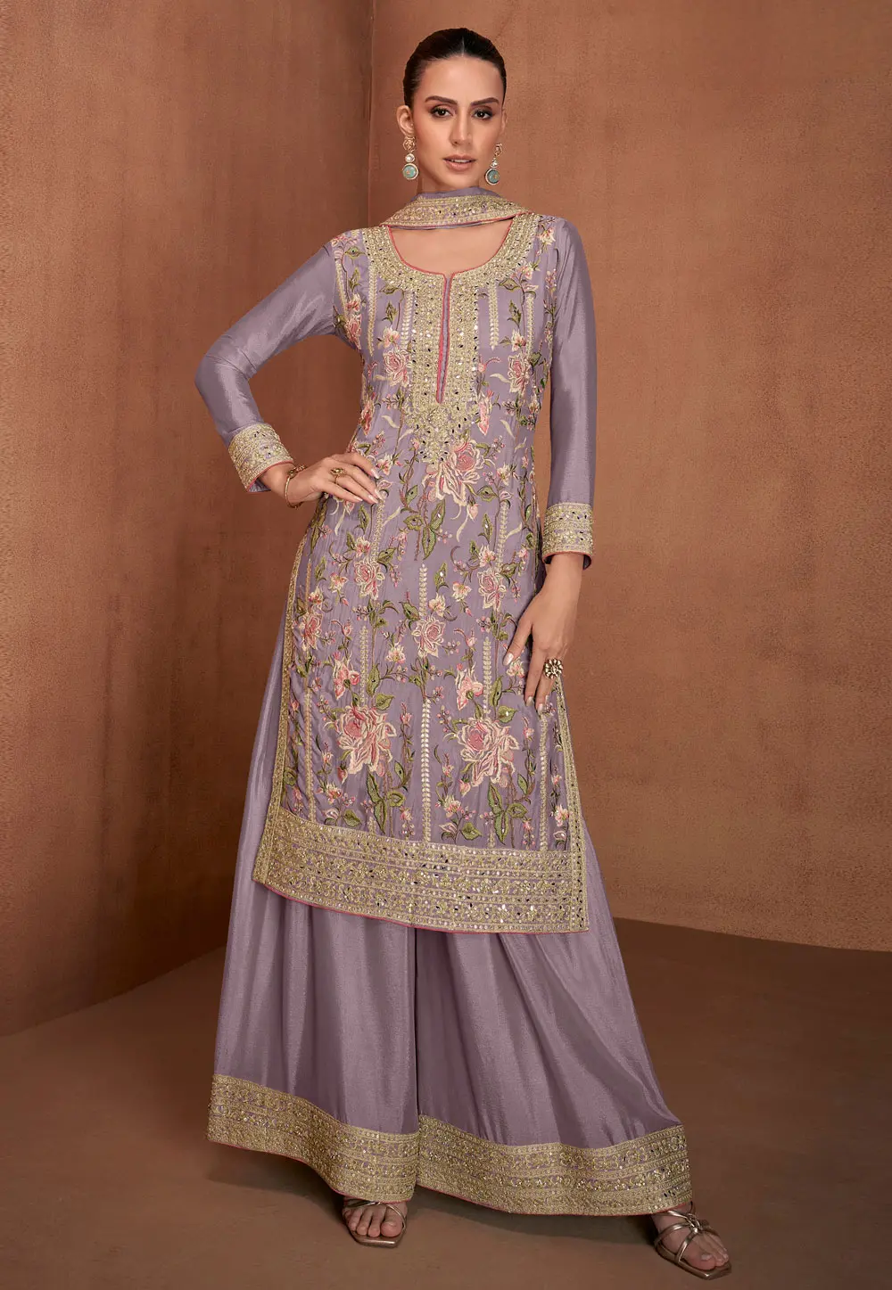 Lavender Georgette Palazzo Suit 302915