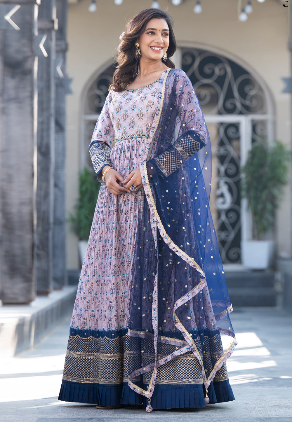 Lavender Georgette Readymade Anarkali Suit 280578
